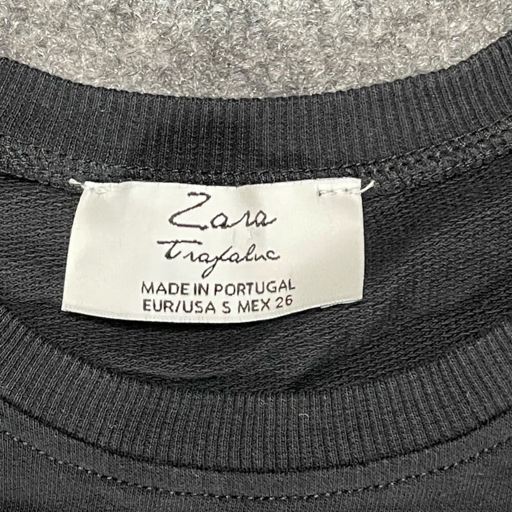 Zara Trafaluc Womens T Shirt Dress Black Twist Front Mini Crew Neck 3/4 Sleeve S - Picture 2 of 7